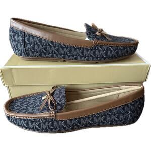 Michael Kors Juliette Moc Loafers Dark Denim Logo Size 10 NWT